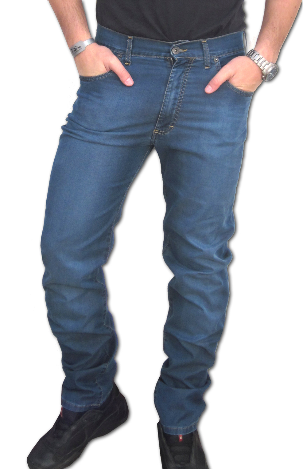 Pantaloni Jeans Uomo Holiday – Modello Micron – Cotone Elasticizzato – Vita Alta – Made In Italy – Taglie 46-60