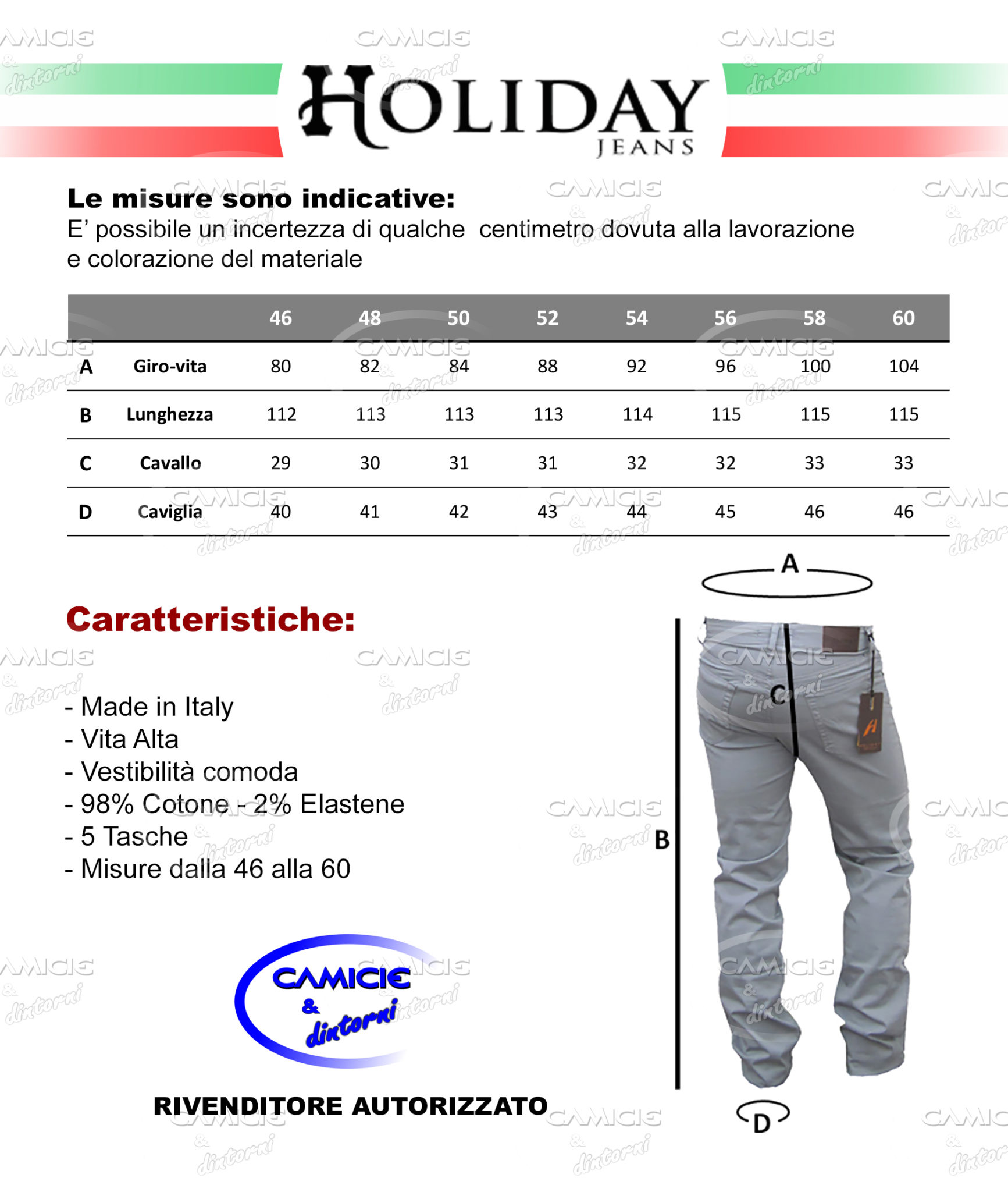 Pantalone uomo jeans 46 48 50 52 54 56 58 60 HOLIDAY cotone strech grigio PANAMA 
